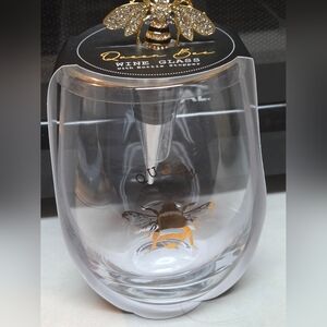 Two's Company Bee Stemless Wine Glass & Wine Stopper